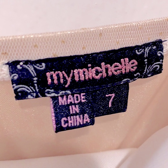 NWOT Gold Ivory Tulle Dress Size 7 - Picture 4 of 6